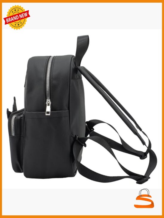 Kuromi Mini PU Backpack, Kawaii Shoulder Bag with Skull Charm, 10.5 Inch Anime main image 4